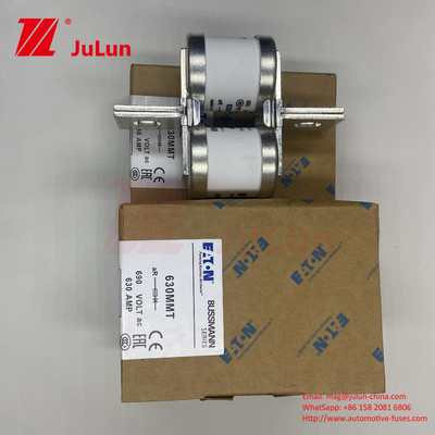 630MMT 690V BUSSMANN সিরামিক কপার টুইন ফ্ল্যাট প্লেট বোল্ট টাইপ ফিউজ 630A বৈদ্যুতিক বর্তমান 0.43kg ওজন