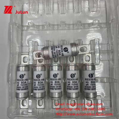 EV RS308 ফিউজ মেকানিক্যাল শক 25A 30A 40A 50A সিরামিক কপার রেট ভোল্টেজ DC750V হোম ইভি চার্জার ইলেকট্রিক গাড়ির জন্য