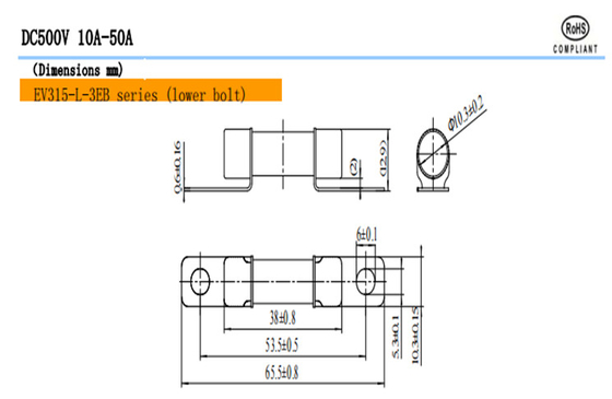 EV315-H EV315-L 3E / 3EB / 3ED সড়ক যানবাহন ফিউজ DC500V 10A-50A বৈদ্যুতিক গাড়ির বিশেষ