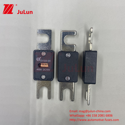 EV320-5X-450A-N 70VDC M6 M8 পোর্টেবল ইভি ফিউজ অটোমোটিভ পাওয়ারট্রেন এবং বৈদ্যুতিক সিস্টেমের জন্য ISO8820-5 স্ট্যান্ডার্ড পূরণ করে