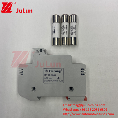 ইনভার্টার 1500VDC 1000VDC 500VDC 10A-63A 30kA এর জন্য সৌর পিভি ফিউজ / ডিন রেল সৌর ফিউজ হোল্ডার