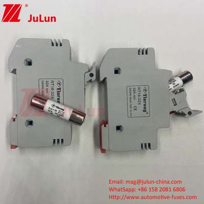 1000VDC 32A সোলার ফিউজ হোল্ডার ফিউজ সহ PV ইনভার্টারগুলির জন্য RT18-32 15A 20A 32A ফিউজ হোল্ডার LED সূচক সহ সোলার পি এর জন্য
