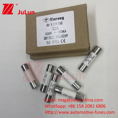 3A 10*38 মিমি সিরামিক পিভি স্ট্রিং ফিউজ ফোটভোলটাইক সিস্টেমের জন্য AC220V AC380V AC50 0V AC690V AC800V