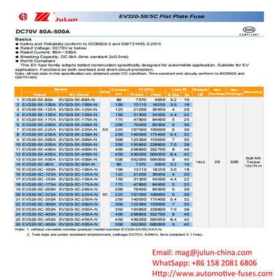 বৈদ্যুতিক গাড়ির ব্যাটারি সুরক্ষার জন্য 10kA 70VDC বক্সযুক্ত ফিউজ