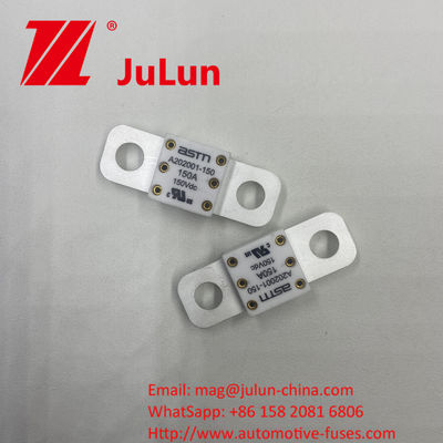 এএসটিএম ইলেকট্রিক বর্তমান 100A 150VDC A202001 দীর্ঘস্থায়ী কর্মক্ষমতা জন্য সিরামিক গাড়ী ফিউজ