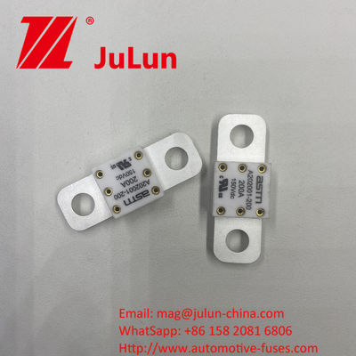 ছোট আকারের সিরামিক অটোমোটিভ ফিউজ A202001-400A 125DC উচ্চ বর্তমান রেটিং এবং শর্ট সার্কিট সুরক্ষার জন্য স্ক্রু বোল্ট মাউন্ট পদ্ধতি সহ