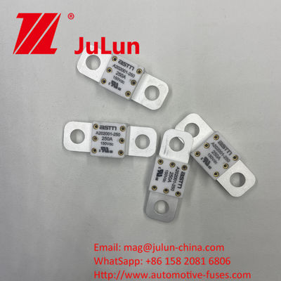 স্ক্রু বোল্ট মাউন্ট পদ্ধতি ASTM A202001 400A 125VDC সিরামিক যানবাহন ফিউজ তামা এবং কোয়ার্টজ বালি উপাদান