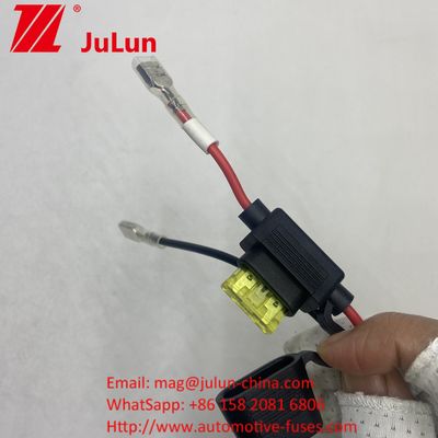 ফিউজ হোল্ডার 8AWG ইনলাইন ব্লেড 30A ক্যাবল লিড ওয়্যারফিউজ হোল্ডার 8AWG ইনলাইন ব্লেড ক্যাবল লিড ওয়্যার আসল 50 এম্প প্লাগ স্টাইল পাওয়ার সংযোগকারী 8 মিমি রিং টার্মিনালগুলিতে আসল 50 এম্প প্লাগ স্টাইল