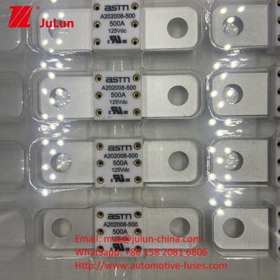 ASTM A202008 250A 125VDC বৈদ্যুতিক গাড়ির ফিউজ হোল দূরত্ব 50.8mm 100A 125A