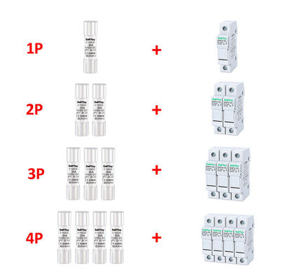 আইইসি সার্টিফাইড 10*38 মিমি পিভি ফিউজ 20A 1000VDC ফিউজ হোল্ডার