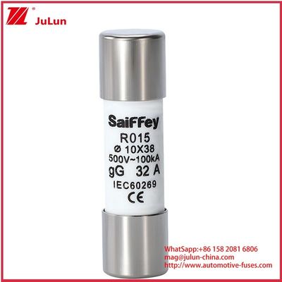 RS15 GG32A 500VDC 100KA সিরামিক অটোমোটিভ ফিউজ 10*38mm হোল্ডার IEV60269