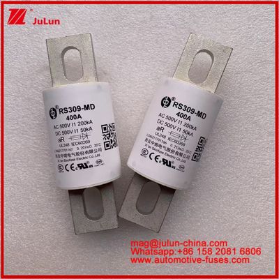 RS309-MD 400A 500VAC 200KA 500VDC 50KA AR টিউবুলার সিরামিক অটোমোটিভ ফিউজ বোল্ট ইনস্টলেশন সেমিকন্ডাক্টর সুরক্ষা