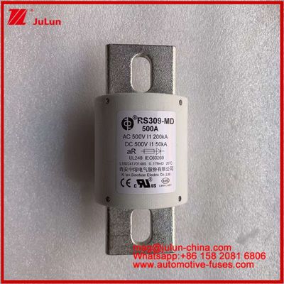 500VDC 200KA 500VAC 50KA AR টিউবুলার সিরামিক ফাস্ট ফিউজ ফিউজ RS309-MD 500A বৈদ্যুতিক যানবাহন এবং পাওয়ার ব্যাটারি সিস্টেমের জন্য