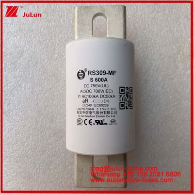 RS309-MF S 600A 750VDC রাস্তা নলাকার সিরামিক অটোমোটিভ ডিভাইস এবং সরঞ্জাম 50KA শক্তি সঞ্চয় এবং শক্তি সিস্টেম ফ্রিকোয়েন্সি রূপান্তর নিয়ামক ফিউজ চার্জার বৈদ্যুতিক যানবাহন
