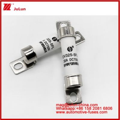 EV325-5FL 30A 750VDC উচ্চ রেটযুক্ত বৈদ্যুতিক যানবাহন যান্ত্রিক শক টিউবুলার সিরামিক ফিউজ ইভি বা এইচইভি কমপ্যাক্ট কারেন্ট বোল্টড কাঠামো কম্পন প্রতিরোধী চমৎকার ডিসি পারফরম্যান্স