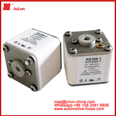 RS306-1 S1P-630A-T AC700 ((UL) Ar AC690V ((IEC) 200KV Square Caremic Fuse EV Or HEV বৈদ্যুতিক যানবাহনের ট্র্যাকশন
