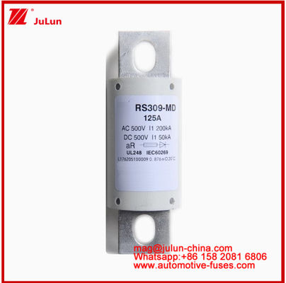 RS309-MD-125A সিরামিক অটো ফিউজ 500VAC200KA 500VDC 50KA AR DC পারফরম্যান্স টিউবুলার অটোমোবাইল বোল্ট সংযোগ কাঠামো