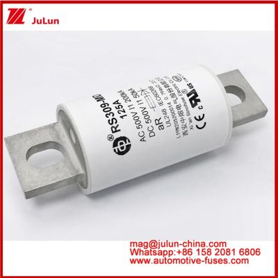RS309-MD-125A সিরামিক অটো ফিউজ 500VAC200KA 500VDC 50KA AR DC পারফরম্যান্স টিউবুলার অটোমোবাইল বোল্ট সংযোগ কাঠামো