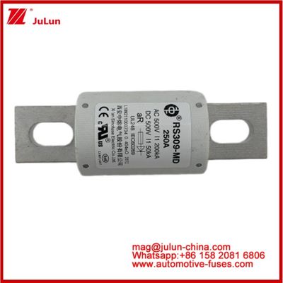 250A 500VAC Ev ফিউজ RS309-MD-200KA 500VDC 50KA AR ক্যারেমিক ডিসি পারফরম্যান্স টিউবুলার অটোমোবাইল বোল্ট স্টাড মাউন্ট