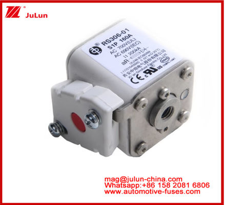 RS306-01-S1P160A AC700 ((UL) AR AC690V ((IEC) 200KV স্কয়ার সিরামিক ফিউজ EV বা HEV স্টাড-মাউন্ট ছোট আকার উচ্চ রেটযুক্ত বর্তমান শর্ট সার্কিট সুরক্ষা ব্রেকিং ক্ষমতা