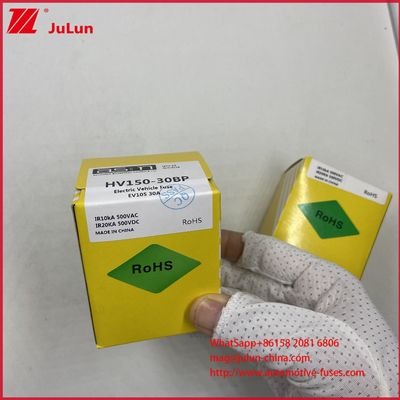 HV150 FUSE 32BP 30A DC500V বোল্ট টিউবুলার ইলেকট্রিক যানবাহন অটোমোটিভ ব্যাটারি চার্জার ডিসি 500 ভি / 20 কেএ বিচ্ছিন্নকরণ রেটিং সহ