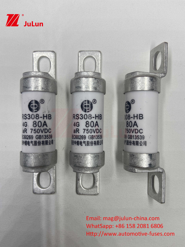 বৈদ্যুতিক যানবাহন ফিউজ RS308 DC750V 10A 15A 20A উত্তম কম্পন প্রতিরোধের সঙ্গে 63A