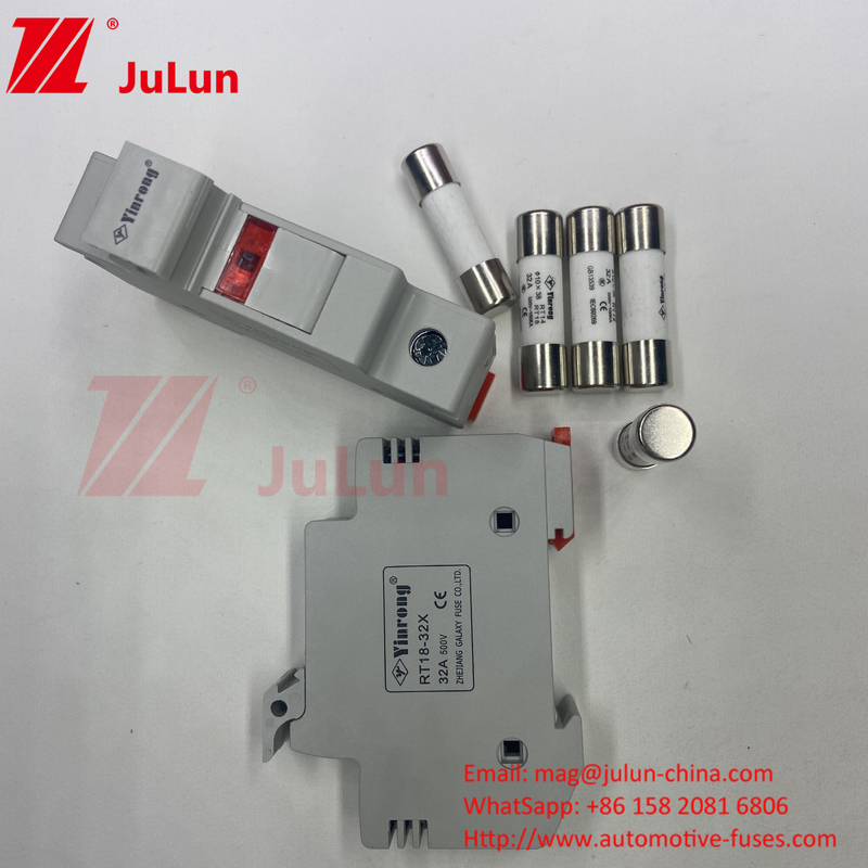 1000VDC 30kA সিরামিক সৌর PV ফিউজ 10*38 DC সৌর শক্তি PV সৌর ফিউজ বেস এবং 1000V ফিউজ 15A 20A 25A 30A 32A
