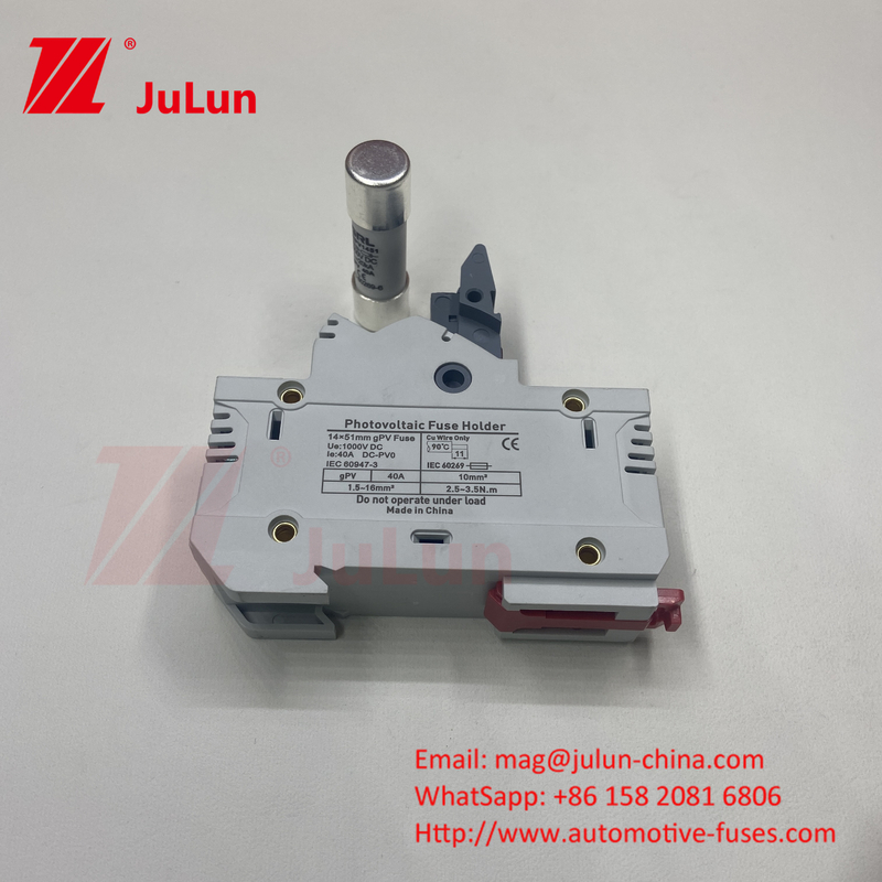 1000VDC সৌর PV Din রেল ফিউজ বেলুন ফিউজ 10x38mm RT18-32 ফিউজ লিঙ্ক এসি