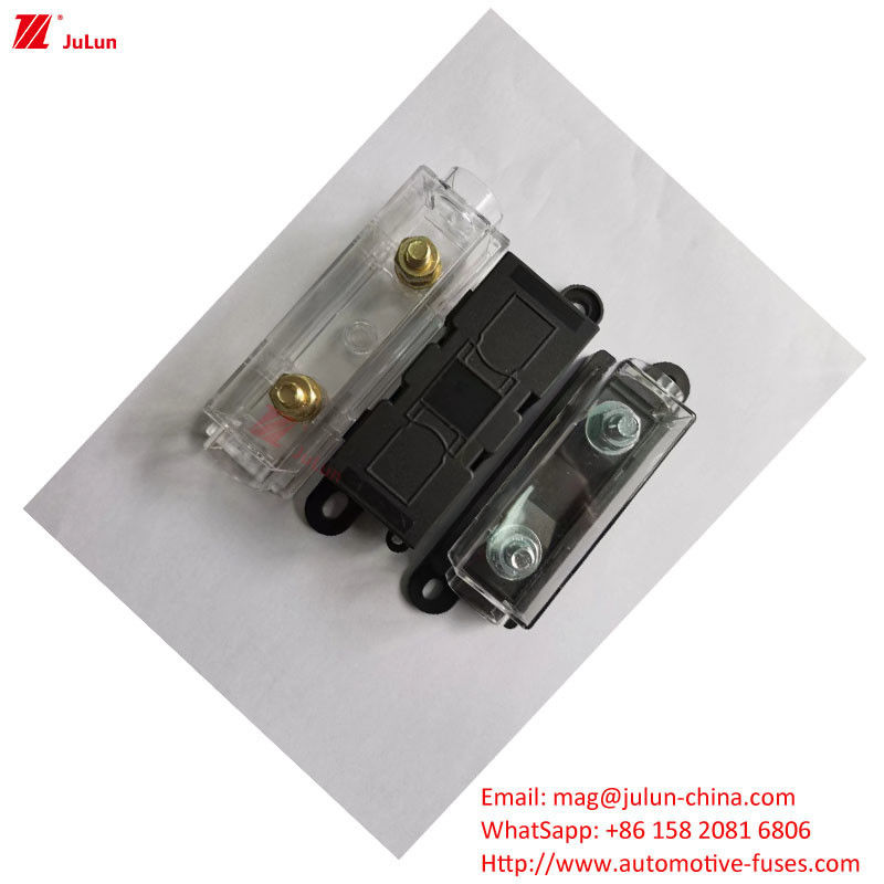 32V DIN ট্র্যাক ফিউজ হোল্ডার 30A-500A EU UL স্ট্যান্ডার্ড কপার যোগাযোগ প্লাস্টিকের হাউজিং বোল্ট ফিউজ হোল্ডার