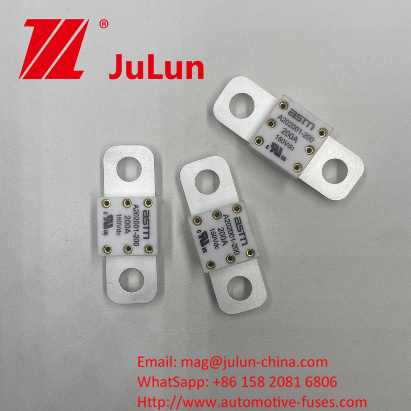 ASTM A202001-100A 150VDC ছোট আকারের সিরামিক অটোমোটিভ ফিউজগুলি M8 উচ্চ বর্তমানের নামমাত্র শর্ট সার্কিট সুরক্ষার জন্য 11-13N·m সংকীর্ণ টর্ক প্রস্তাবিত