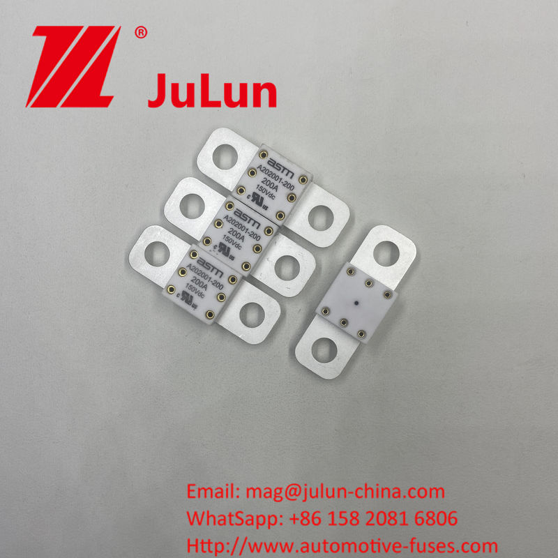 সিরামিক যানবাহন A202001-400A 150VDC ফিউজ বৈদ্যুতিক বৈশিষ্ট্য 1.0In 4 ঘন্টা 3.0In 10s সর্বোচ্চ গর্ত দূরত্ব 39mm