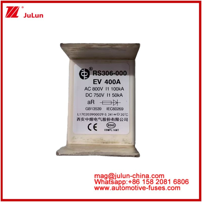 ব্যবহারের বিভাগ EV 400A AC800V 100KA DC750V 50KA সিরামিক টিউব অটোমোটিভ সার্কিট সুরক্ষা ফিউজ বৈদ্যুতিক গাড়ির জন্য