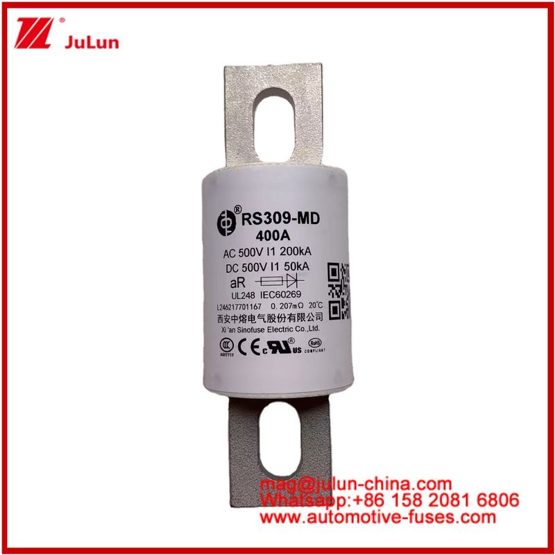 RS309-MD 400A 500VAC 200KA 500VDC 50KA AR টিউবুলার সিরামিক অটোমোটিভ ফিউজ বোল্ট ইনস্টলেশন সেমিকন্ডাক্টর সুরক্ষা