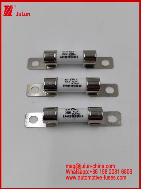 উচ্চ তাপমাত্রা প্রতিরোধী 50A EV315-L 3EB ফিউজ DC500V সিরামিক রেটযুক্ত ভি ইভি চার্জার বৈদ্যুতিক গাড়ির বোল্টড এম 6 নির্মাণের জন্য
