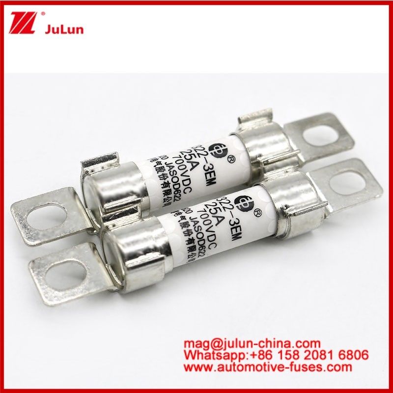 EV322 3EM 25A DC700V ইভি বা এইচইভি বৈদ্যুতিক যানবাহন ট্রাকশন সিস্টেম পাওয়ার রূপান্তর শক্তি সঞ্চয় বোর্ড চার্জার বোল্টড স্ট্রাকচার টিউবুলার সিরামিক ফিউজ