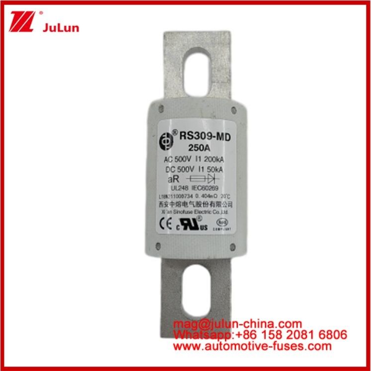 250A 500VAC Ev ফিউজ RS309-MD-200KA 500VDC 50KA AR ক্যারেমিক ডিসি পারফরম্যান্স টিউবুলার অটোমোবাইল বোল্ট স্টাড মাউন্ট