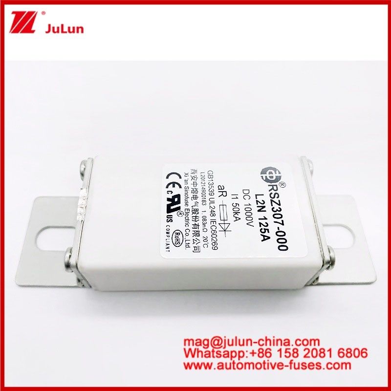 125A DC1000V 50KA AR ক্যারেমিক টিউবুলার RSZ307-000 এল 2 এন ফিউজ অটোমোবাইল বোল্ট স্টাড মাউন্ট ডিজাইনের ইভি / এইচইভি সুরক্ষার জন্য