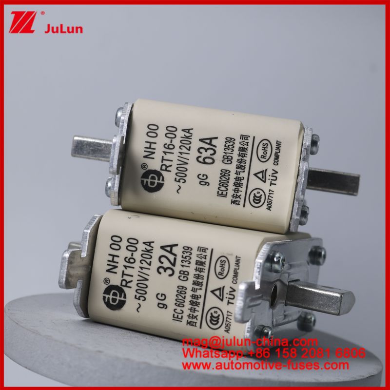 NH00 RT16-00 16A 500V 120KA সিরামিক Anl ফিউজ অটোমোবাইল বোল্ট স্টাড মাউন্ট EV / HEV এর জন্য