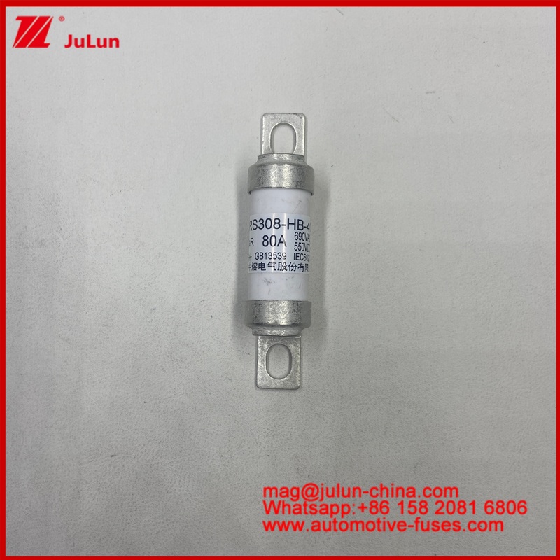 RS308-HB 10A 16A 20A 25A 32A 40A 690VAC/550VDC সিরামিক ইনস্টলেশন বোল্ট M6 শক্তি সঞ্চয়স্থানে শর্ট সার্কিটের বিরুদ্ধে সুরক্ষার জন্য গাড়ি ফিউজ উচ্চ বর্তমান রেটিং