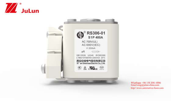 400A 690V বৈদ্যুতিক যানবাহন ফিউজ RS306-01-S1P চিপ টাইপ স্বয়ংক্রিয় রিসেট ফাংশন
