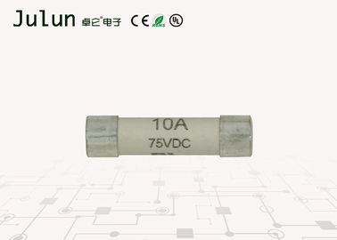 6x25mm 10a সিরামিক ফিউজ 75 ভোল্ট উচ্চ ভোল্টেজ ডিসি ফিউজ রূপালী ধাতুপট্টাবৃত তামা ক্যাপ সঙ্গে
