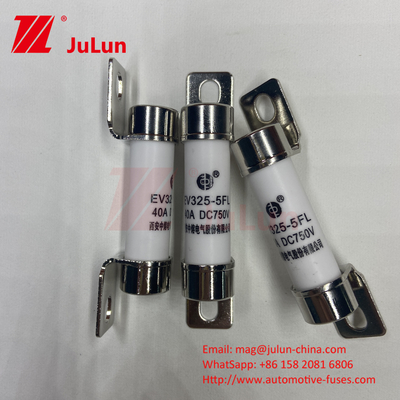 10A-50A 750VDC বোল্ট মাউন্ট সহ সিরামিক অটোমোটিভ ফিউজ সিরামিক Ev325 ফিউজ ব্রেকিং ক্যাপাসিটি EV325 20KA 50kA 15A 25A