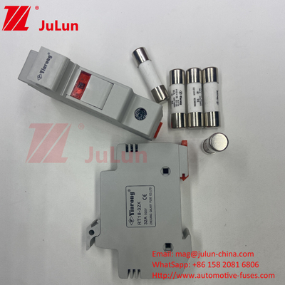1000VDC 30kA সিরামিক সৌর PV ফিউজ 10*38 DC সৌর শক্তি PV সৌর ফিউজ বেস এবং 1000V ফিউজ 15A 20A 25A 30A 32A