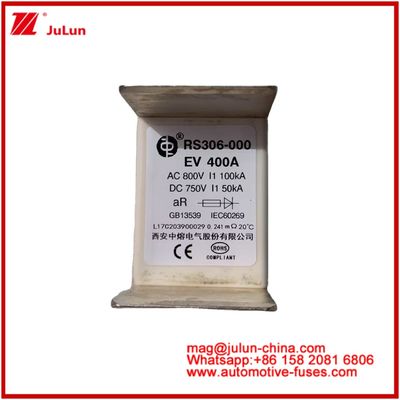 ব্যবহারের বিভাগ EV 400A AC800V 100KA DC750V 50KA সিরামিক টিউব অটোমোটিভ সার্কিট সুরক্ষা ফিউজ বৈদ্যুতিক গাড়ির জন্য