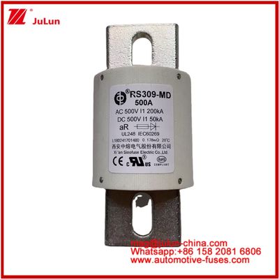 500VDC 200KA 500VAC 50KA AR টিউবুলার সিরামিক ফাস্ট ফিউজ ফিউজ RS309-MD 500A বৈদ্যুতিক যানবাহন এবং পাওয়ার ব্যাটারি সিস্টেমের জন্য